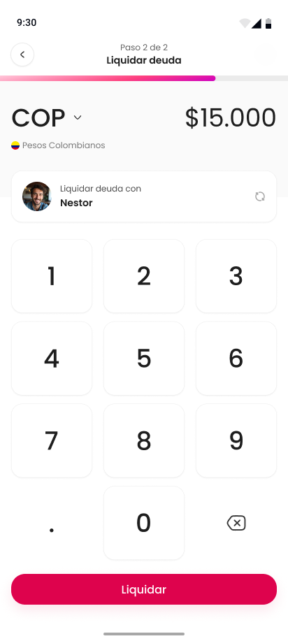 Pantalla de liquidación de deudas en Vornway